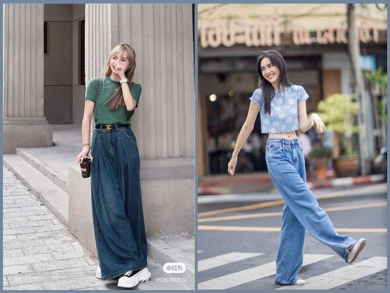 cách phối quần jean với áo thun nữ